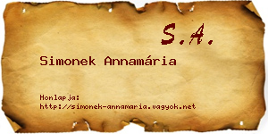Simonek Annamária névjegykártya